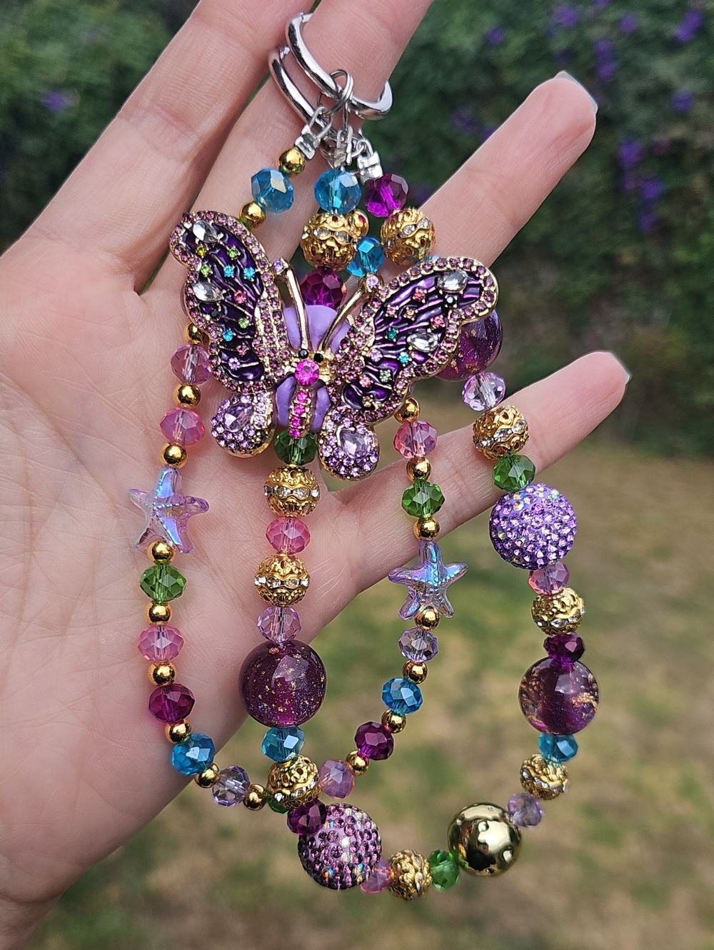 Handcrafted Purple Butterfly Beaded Charm